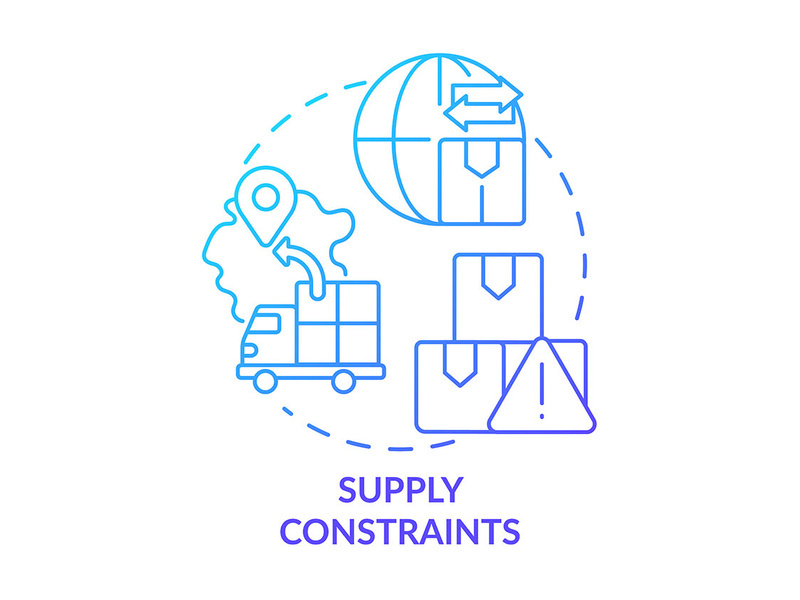 Supply constraints blue gradient concept icon