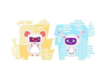 Good and bad bots thin line concept vector illustration preview picture