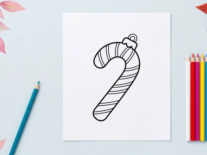 Hand-drawn candy cane icon for festive Christmas holiday celebration designs
