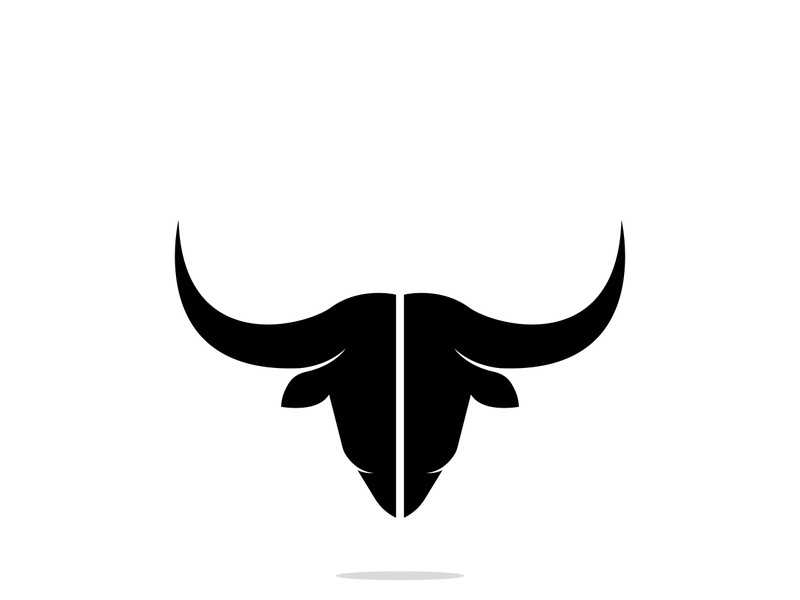 Retro vintage bull head horns logo design.