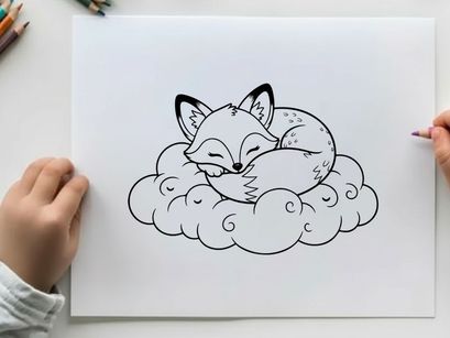 Sleeping fox cute cartoon vector illustration flat design