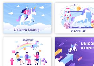 10 Unicorn Business Startup Illustration