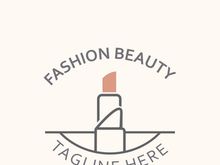 Lipstick logo design for makeup fashion shop and beauty vector cosmetic design template