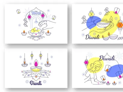 8 Diwali Vector Illustration