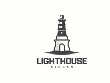 Lighthouse Logo, Beacon Vector Modern Simple Beach Searchlight Tower preview picture