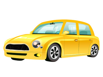 Yellow mini cooper cartoon vector illustration preview picture