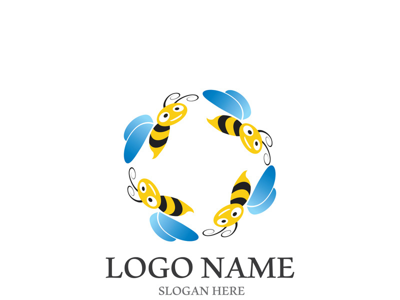 Bee logo vector icon illustration design