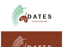 Date palm fruit plant logo design with leaves,seeds and date palm tree isolated background exotic organic plant.