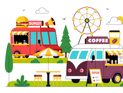 10 Food Truck Illustration