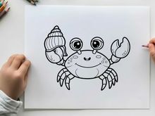 Cute smiling crab mascot vector illustration flat design