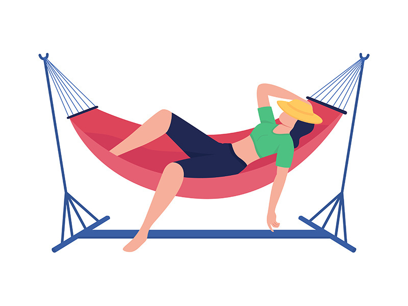 Spending carefree time in hammock flat color vector faceless character