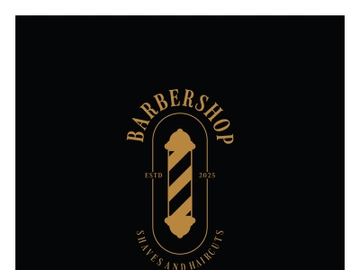 Barbershop logo vintage, retro, haircut, shaving, with scissors, shaving pole, comb, razor. for business, emblems, labels, barber shops, badges. preview picture