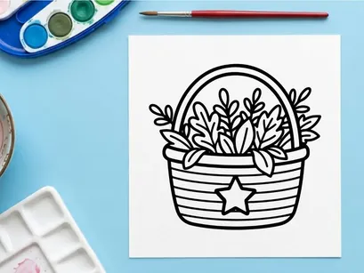 Cesta artesanal de Halloween preenchida com vegetação assustadora. Recipiente estilo vintage de trick-or-treat com estrela e detalhes folheados para decoração festiva.