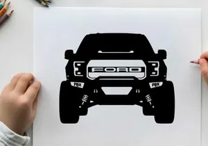 Silhouette of a ford truck facing forward