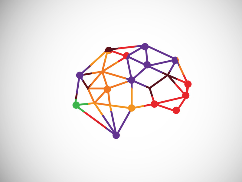 Modern low poly style brain logo design, Geometric and triangle brain logo icon sign symbol.