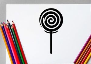 Black and White Spiral Lollipop on Stick for Candy and Sweet Treats