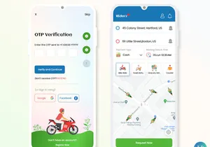 Bike Ride Taxi Booking and Products Delivery Mobile App UI Kit