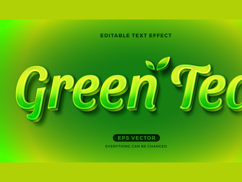 Green Tea editable text effect style vector