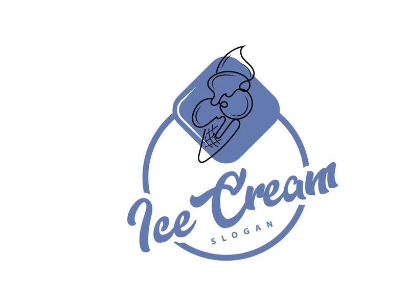 Ice Cream Logo, Vector Fresh Sweet Soft Cold Food Design