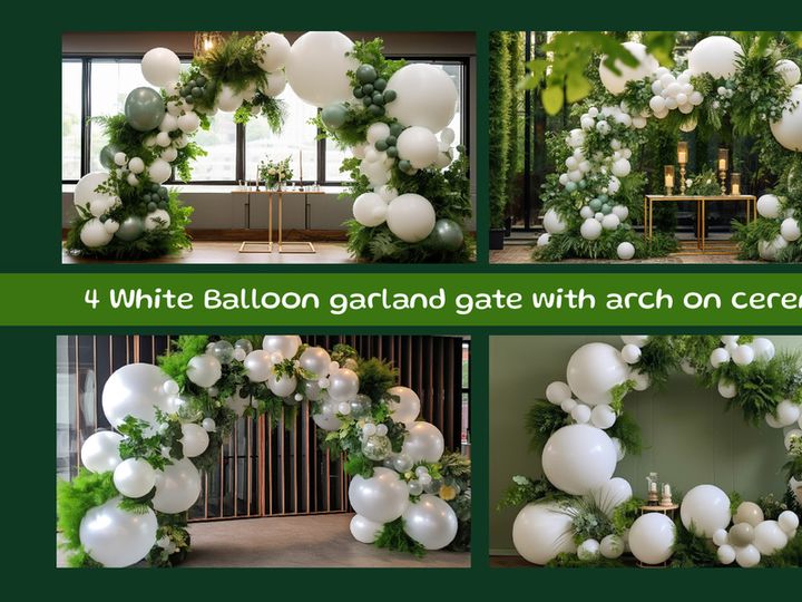White Balloon garland gate with arch on ceremony