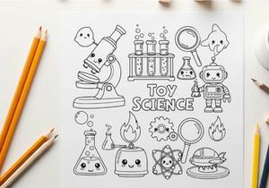 Cute toy science lab vector illustration flat design