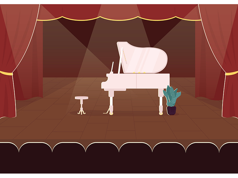 Piano concert flat color vector illustration