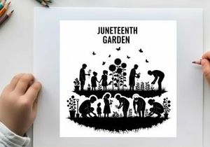 Juneteenth garden silhouette celebrating freedom and unity