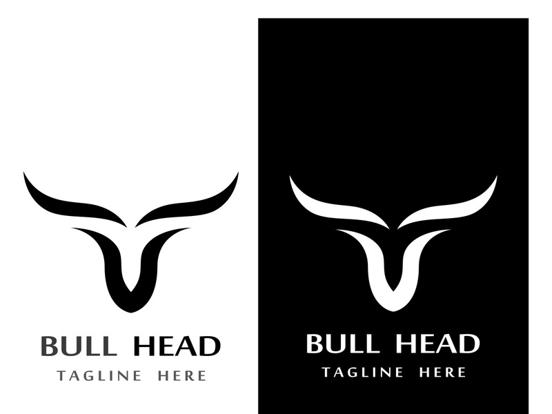 Retro vintage bull head horns logo.