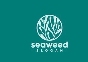 Coral reef logo vector silhouette sea fish habitat simple beautiful sea plants