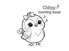 Cute singing baby bird morning tunes flat design vector illustration