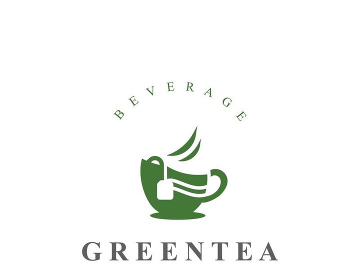Green tea logo, herbal, organic health minimal design template