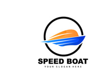 Speed Boat Logo, Fast Cargo Ship Vector, Sailboat, Design For Ship Manufacturing Company, Waterway Shipping, Marine Vehicles
