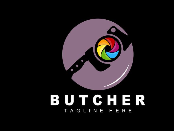 Butcher logo design, Knife Cutting Tool Vector Template, Product Brand Illustration