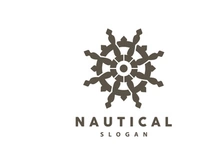 Ship Steering Logo, Steering Wheel Boat Ship Yacht Compass Vector,