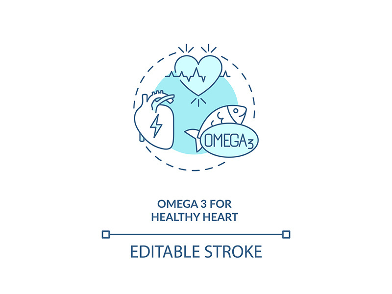 Omega 3 for healthy heart concept icon