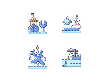 Maritime sector RGB color icons set preview picture