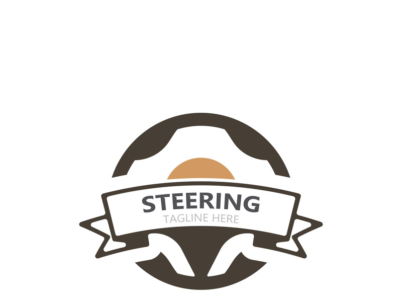 Steering wheel logo automotive car design garage auto repair workshop illustration