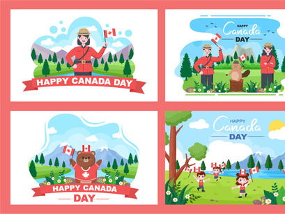20 Happy Canada Day Celebration Illustration