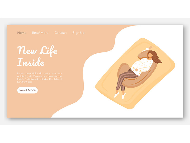 New life inside landing page vector template