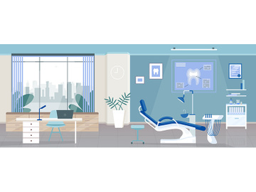 Dental room flat color vector illustration preview picture