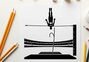 Silhouette of a person pole vaulting over a high bar silhouette