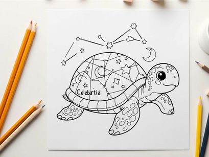 Celebration turtle with stars and moon vector illustration