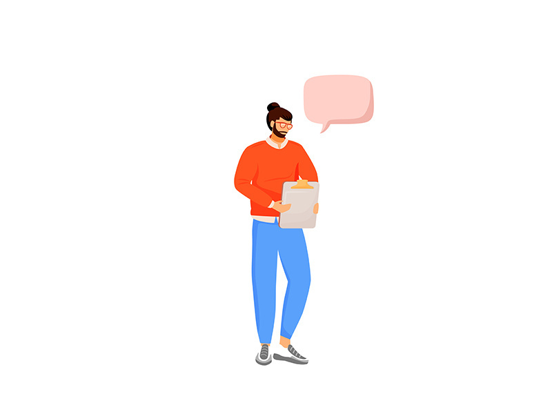 Hipster flat color vector faceless character