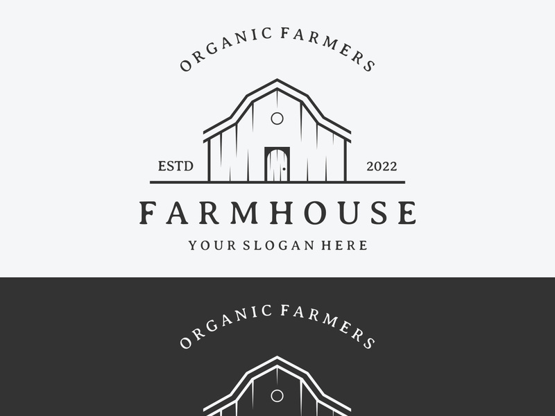 Logo design of organic farm house or barn or barn and animal farmhouse vintage.Vintage country logo.