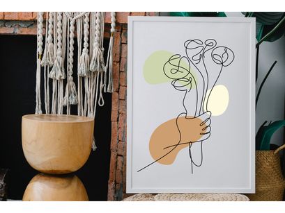 Flower Bouquet Shape Minimalist Line Art Drawing