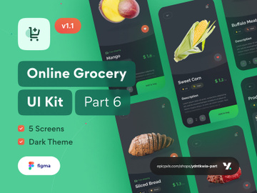 Grofast - Online Grocery App UI Kit Dark Theme Part 6 preview picture