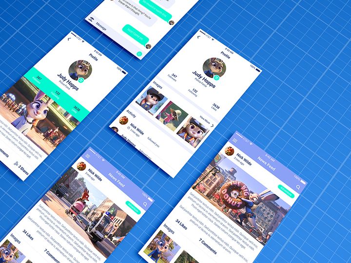 Mobile App Mockup on Blueprint