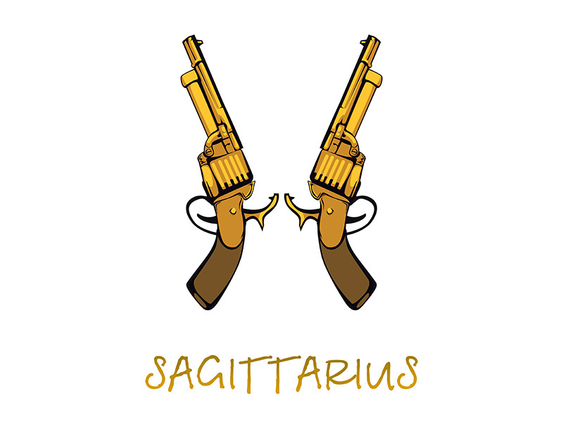 Sagittarius zodiac sign accessory flat cartoon vector illustration