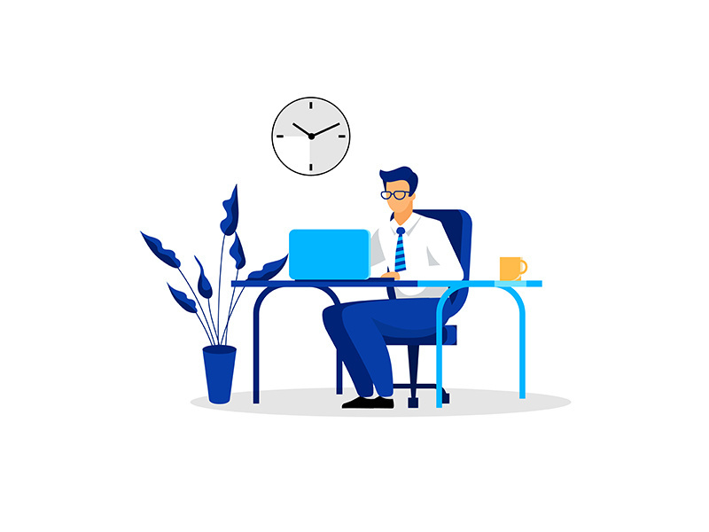 Businessman, entrepreneur, ceo, banker, financer, consultant working in office flat vector illustration