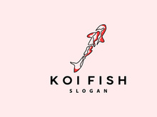 Koi Fish Logo Design, Ornamental Fish Vector